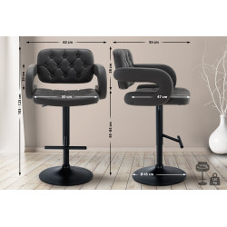 Taburete de bar Dublín, negro y gris