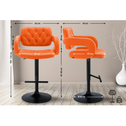 Tabouret de bar Dublin, noir orange