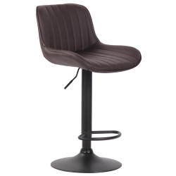 Tabouret de bar Lentini, similicuir noir brun