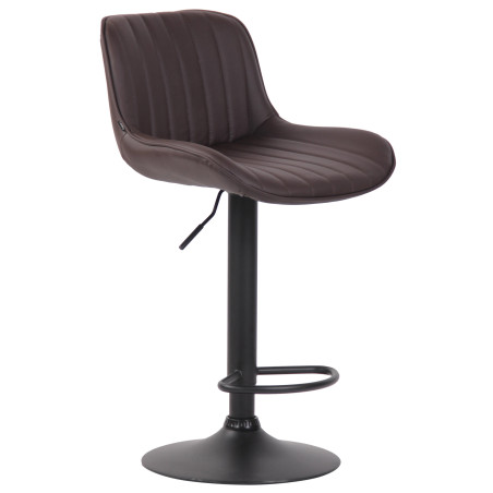 Tabouret de bar Lentini, similicuir noir brun