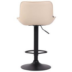 Tabouret de bar Lentini, similicuir noir crème