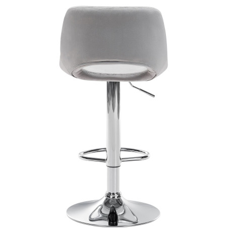 Ensemble de 2 tabourets de bar Camden, velours, chrome, gris clair