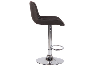 Tabouret de bar Lentini, tissu, chrome, gris foncé