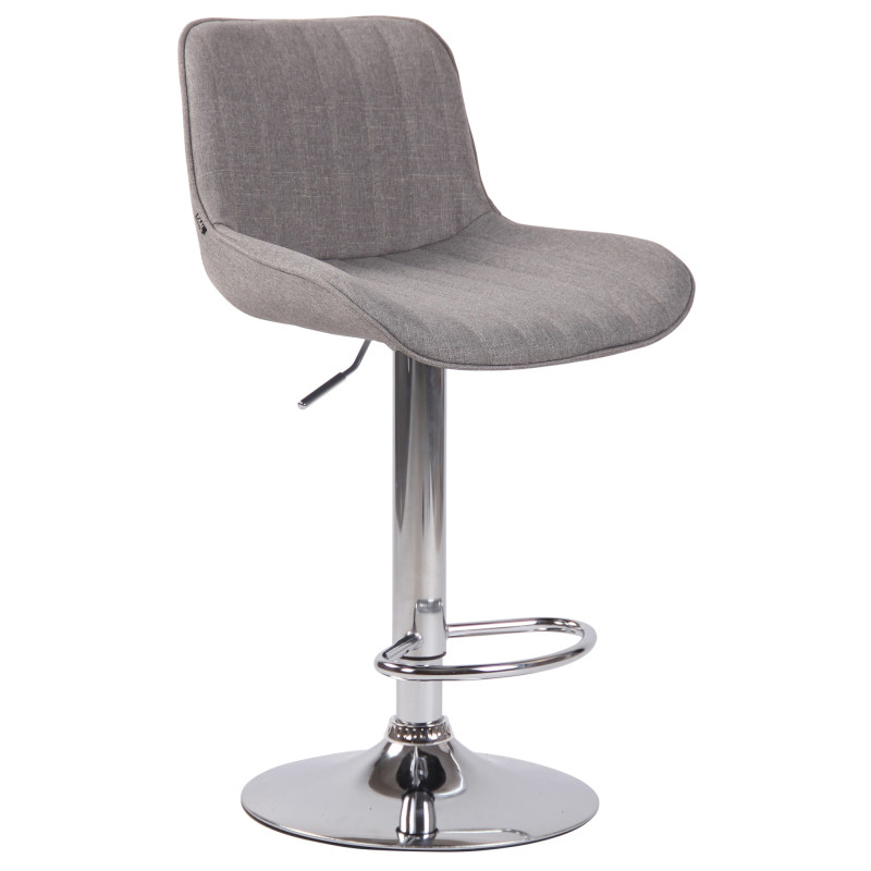 Tabouret de bar Lentini, tissu, chrome gris