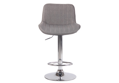 Tabouret de bar Lentini, tissu, gris chromé