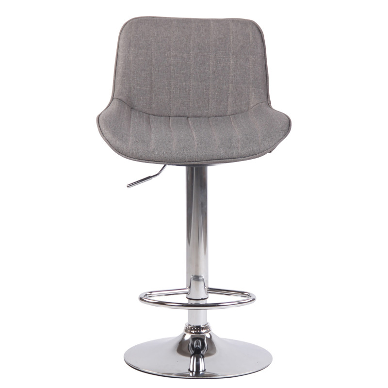 Tabouret de bar Lentini, tissu, chrome gris