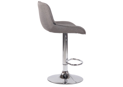 Tabouret de bar Lentini, tissu, gris chromé