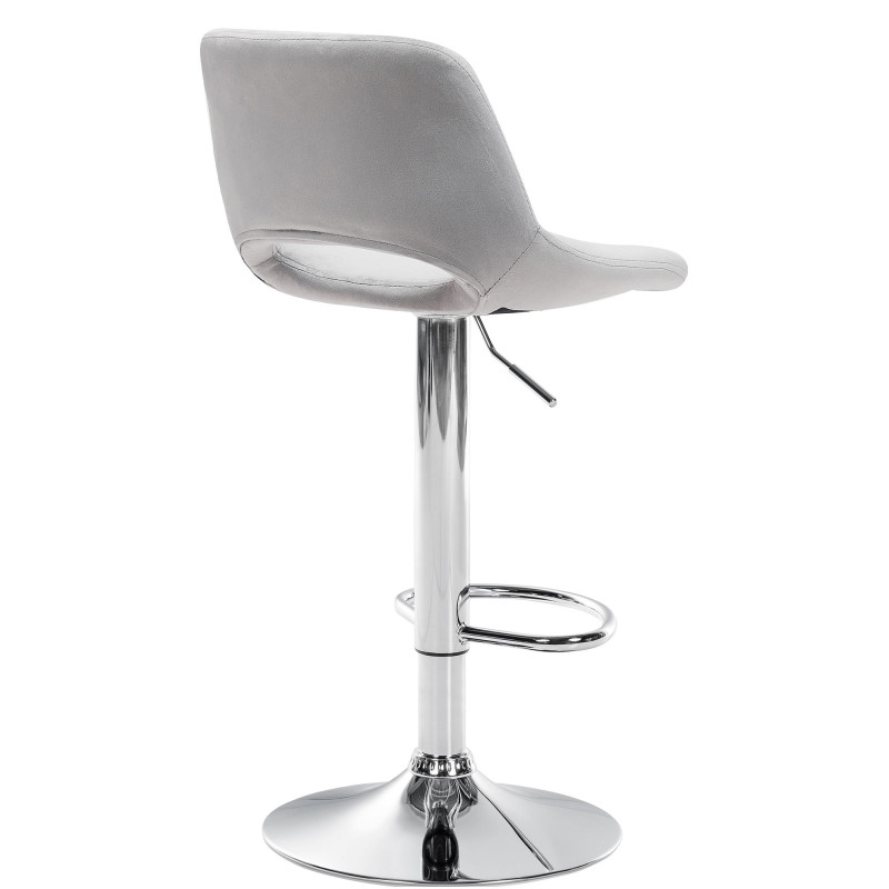 Ensemble de 2 tabourets de bar Camden, velours, chrome, gris clair