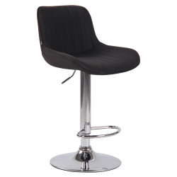 Tabouret de bar Lentini, tissu, chrome, noir