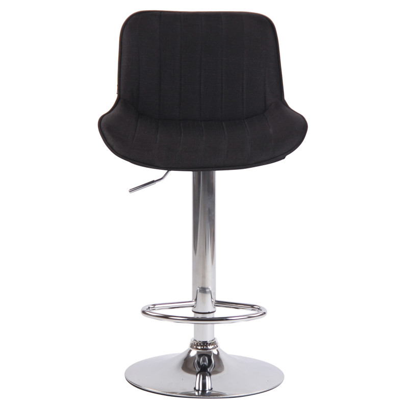 Tabouret de bar Lentini, tissu, chrome, noir