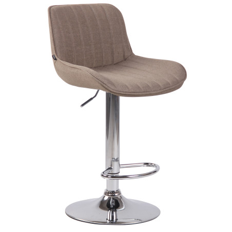 Tabouret de bar Lentini, tissu, chrome, taupe