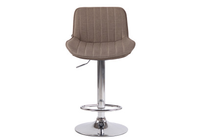 Tabouret de bar Lentini, tissu, chrome, taupe