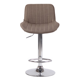 Tabouret de bar Lentini, tissu, chrome taupe
