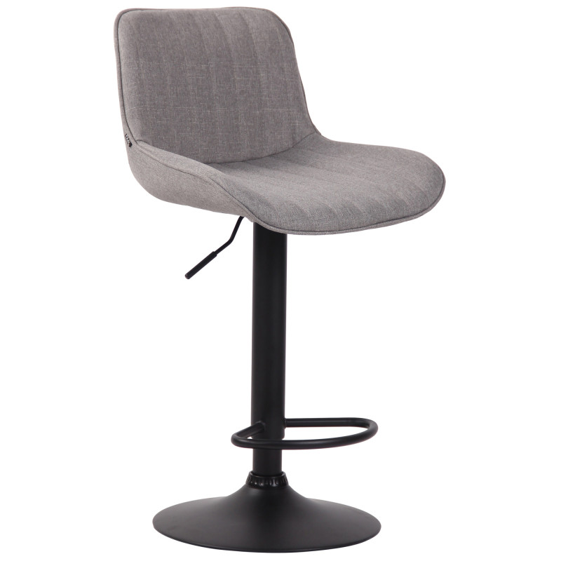 Tabouret de bar Lentini, tissu noir et gris