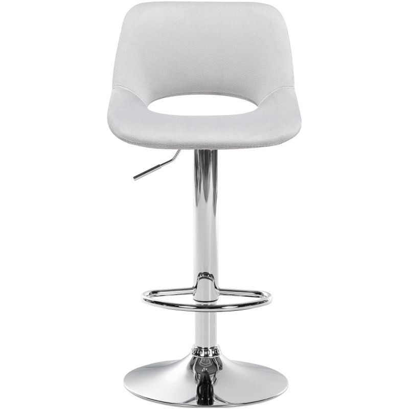 Ensemble de 2 tabourets de bar Camden, velours, chrome, gris clair