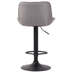 Tabouret de bar Lentini, tissu noir et gris