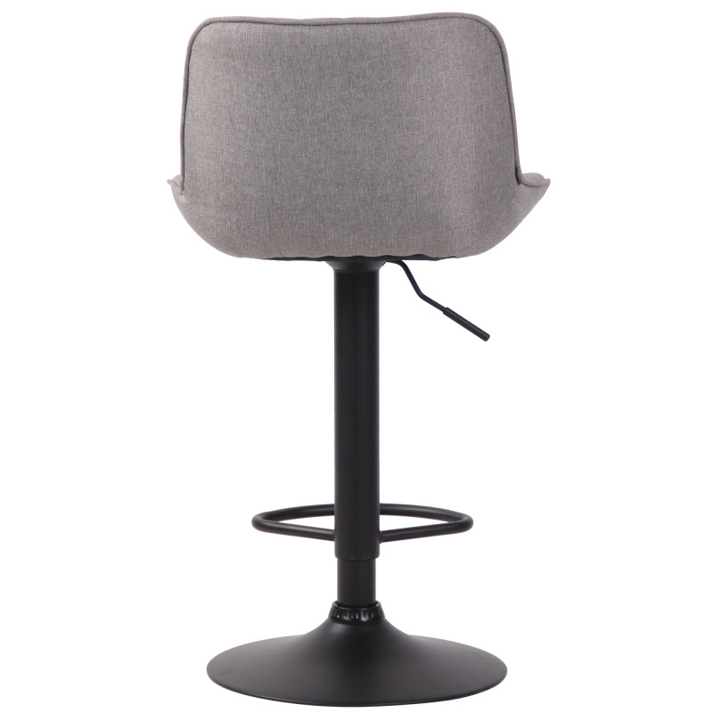 Tabouret de bar Lentini, tissu noir et gris