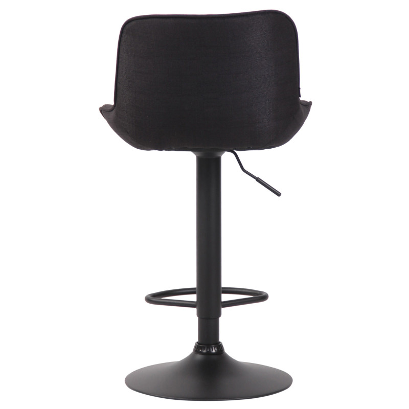 Tabouret de bar Lentini, tissu noir noir