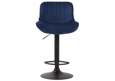 Tabouret de bar Lentini en velours, noir et bleu