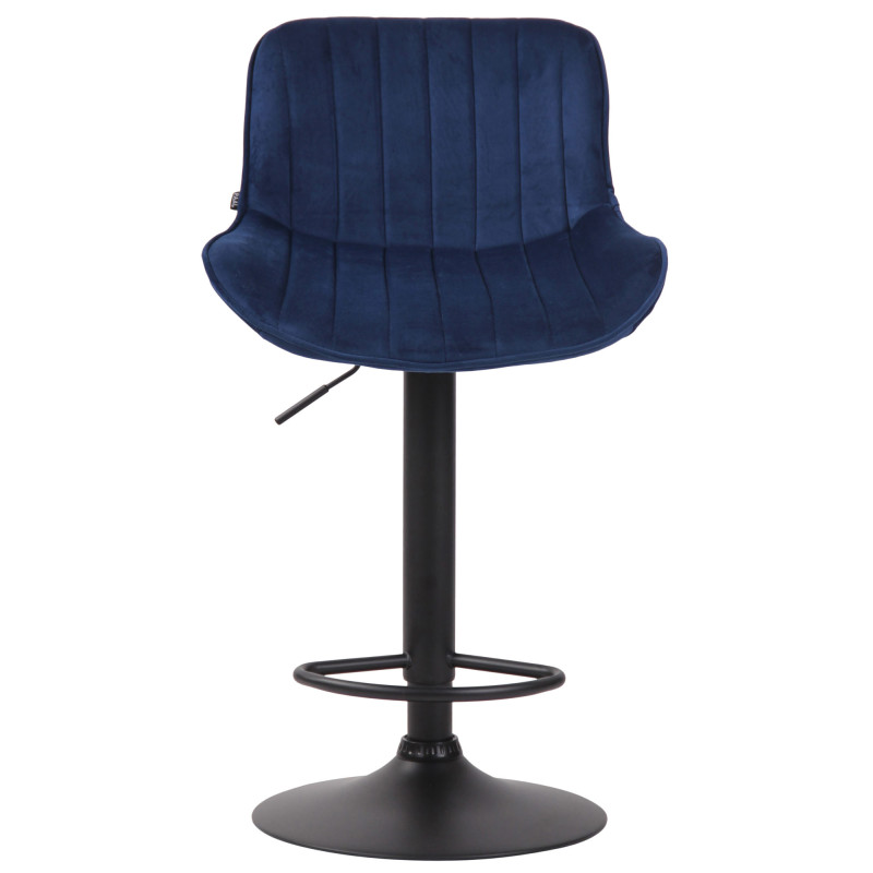 Tabouret de bar Lentini en velours, noir et bleu