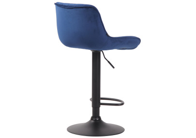 Tabouret de bar Lentini en velours, noir et bleu