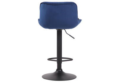 Sgabello da bar in velluto Lentini, nero e blu