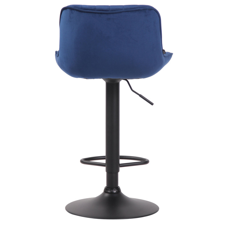 Taburete de bar Lentini de terciopelo, negro y azul
