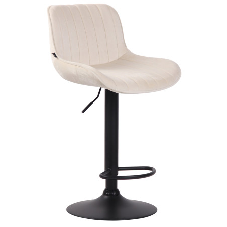 Tabouret de bar Lentini en velours, noir et crème