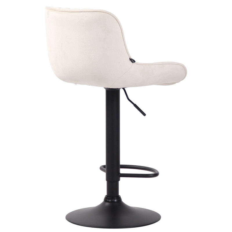 Tabouret de bar Lentini en velours, noir et crème