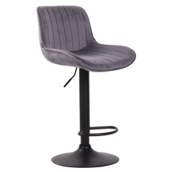 Tabouret de bar Lentini, velours, noir/gris foncé
