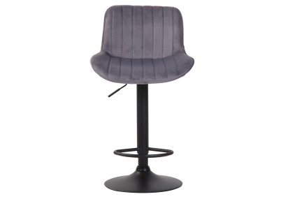 Tabouret de bar Lentini, velours, noir/gris foncé