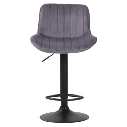 Tabouret de bar Lentini, velours, noir/gris foncé