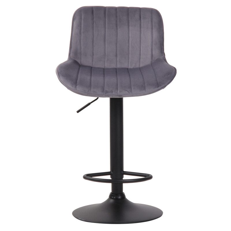 Taburete de bar Lentini, terciopelo, negro/gris oscuro