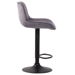 Tabouret de bar Lentini, velours, noir/gris foncé