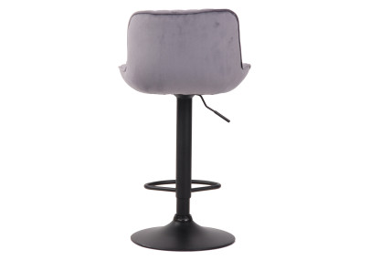 Taburete de bar Lentini, terciopelo, negro/gris oscuro