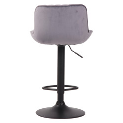 Tabouret de bar Lentini en velours noir gris foncé