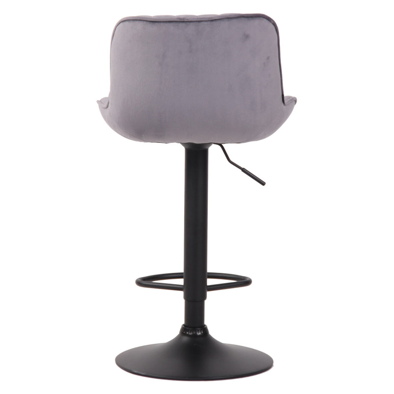 Tabouret de bar Lentini, velours, noir/gris foncé