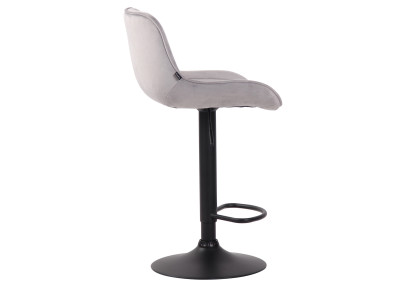 Tabouret de bar Lentini en velours, noir et gris