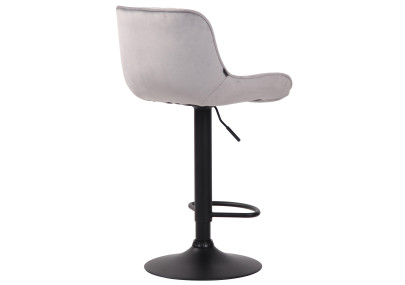 Tabouret de bar Lentini en velours, noir et gris