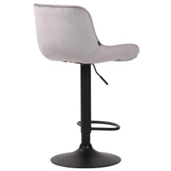 Tabouret de bar Lentini en velours, noir et gris