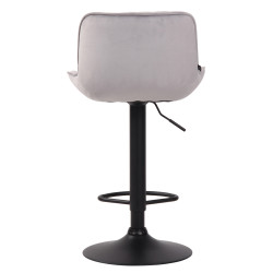 Tabouret de bar Lentini en velours, noir et gris
