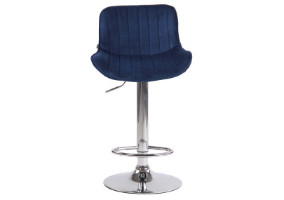 Tabouret de bar Lentini en velours, bleu chromé