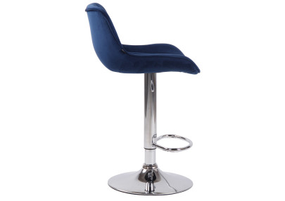 Tabouret de bar Lentini en velours, bleu chromé