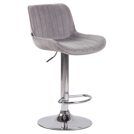 Tabouret de bar Lentini en velours, chromé gris