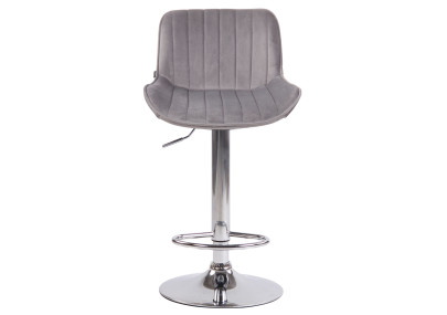Tabouret de bar Lentini, velours, gris chromé