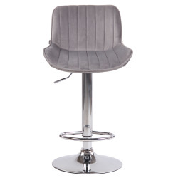 Tabouret de bar Lentini en velours, chromé gris