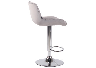 Tabouret de bar Lentini, velours, gris chromé