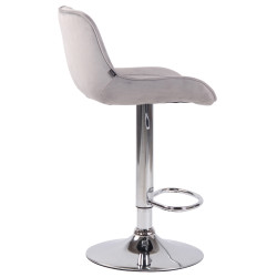 Tabouret de bar Lentini, velours, gris chromé