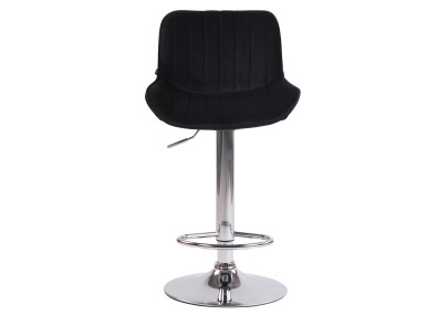 Taburete de bar Lentini de terciopelo, cromado, negro