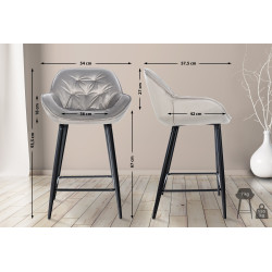 Tabouret de bar Gibson en velours gris
